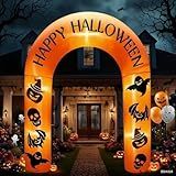 8FT Halloween Inflatable Arch, Equipped with LED Lights, Featuring Ghost, Spirit, Pumpkin, bat and Skull Patterns. Suitable for Halloween Decoration in Both Indoor and Outdoor courtyards or lawns.