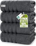 Utopia Towels 4 Pack Premium Extra Large Bath Towels Set, (30 x 60 Inches) 100% Ring Spun Cotton, Lightweight and Highly Absorbent Quick Drying Towels, Perfect for Daily Use (Grey)