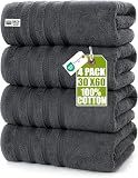 Utopia Towels 4 Pack XL Bath Towels, 30x60 in, Cotton, Grey