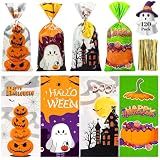 120Pcs Halloween Treat Bags, Plastic Halloween Candy Bags With Twists