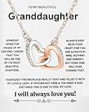 MGOOL Gifts For Granddaughter Necklace From Grandma Grandpa To My Granddaughter Necklace Christmas Graduation Birthday Gifts With Message Card & LED Box (925 sterling silver, 683-Double Heart01)
