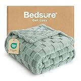 Bedsure GentleSoft Sage Green Throw Blanket for Couch - Checkered Fleece Blankets Gifts for Women Men Girls, Cute Soft Cozy Throw for Bedroom Home Decor Gifts, 50x60 Inches