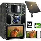FKPCAM Trail Camera 4K 64MP Solar WiFi Game Hunting Camera with Night Vision– Built-in 5000mAh Battery, IP67 Waterproof, Motion Activated, 64GB Memory Card