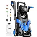2026 New Upgrade Pressure Power Washer 4800PSI w/4 Quick Connect Nozzles, Inlet Hose & Filter&500ML Soap Tank, High Cleaning Machine for Cars/Fences/Driveways/Patios/Home Cleaning,Blue