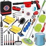 56Pcs Car Wash Cleaning Kit with Foam Gun, Car Wash Brush with Long Handle, Car Detailing Kit, Car Wheel Brush for Car Cleaning Supplies, Adjustable Hose Wash Sprayer-Quick Connector to Any Hose