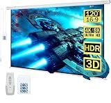 Kayle 120 Inch Motorized Projector Screen w/Wireless Remote, White, 16:9