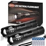 Zoomable LED Flashlights with 5 Modes: Fathers Day Birthday Gifts for Men Him Dad 2Pcs Flashlights Batteries Included Bright Tactical Torch High Lumens Outdoor Fishing Hiking Camping Essentials