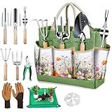 Gardening Tools Set for Women 29Pcs Heavy Duty Garden Hand Tools Set with Floral Tote Bag Rust-Proof Garden Tool Kit Supplies Gardening Esssential Gifts for Women Men