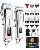 KIKIDO Hair Clippers Professional Cordless for Men, Barber Clippers for Hair Cutting Kit, Wireless LCD Display Hair Trimmers Set, Rechargeable Haircut Machine for Family (Sliver)