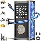 Ripom Tire Inflator Portable Air Compressor - Fast Inflation Cordless Air Pump for Car Tires, 150PSI Electric Bike Tire Pump with Digital Pressure Gauge, LED Light for Car, Motorcycle, Bike, Ball