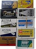 100 Shaving Safety Razor Double Edge Blades of 10 Top Brands - Feather ASTRA PERSONNA.Sampler Pack