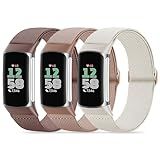 Compatible with Fitbit Charge 6 Watch Bands, 3 Pack Stretchy Nylon Sport Loop Wristbands Replacement for Fitbit Charge 5 Band/Charge 6 Fitness Tracker Women Men-Breathable, Lightweight, Elastic