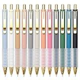 Linbsunne Ballpoint Pens Black Medium Point 1mm Pen with Super Soft Grip Ball Point Pen for Men Women Retractable Pens (gold-12 pcs)