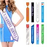 Hapelf Custom Sash Personalized Sashes with Name Text Crown Satin Sash Birthday Party Pageants Bachelorette Wedding Women