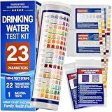 Water Test Kit for Drinking Water, 23-in-1 Water Test Strips for Tap & Well Water, Tests Hardness, Lead, Iron, Copper, Chlorine, Fluoride, pH, Nitrate & More, Fast Home Water Testing, 155 Strips