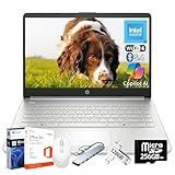 HP 2025 14" Laptop Computer, Intel N150, 16 GB RAM, 512 GB Storage(128GB eMMC + 128GB UFS + 256GB MSD), Copilot AI, Wi-Fi 6, BT 5.4, HD Cam, 1 Year Office 365, Windows 11 Pro, Accessories, Silver