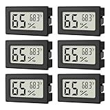6-Pack Mini Hygrometer Indoor Humidity Meter, Mini Digital Thermometer Humidity Gauge Meter, Indoor Thermometer Hygrometer Monitor Fahrenheit (℉) for Reptile Thermostat, Jars Reptile, Fridge