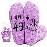 50th Birthday Gifts for Women - 50 Year Old Socks for Women Friends Turning Their fifties, Birthday Gifts for Her Purple
