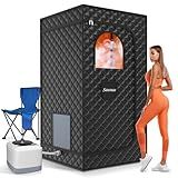 Sauna Box, Portable Sauna for Home Steam Personal Full Body Spa with 3L 110V 1200W Steamer, Remote Control, Folding Chair, 9 Levels, Black, 35.4"x35.4"x70.9"