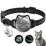 AirTag Cat Collar Breakaway, Reflective Cat Collar Compatible with Apple AirTag 1st & 2nd Gen, Hidden Holder with Bell, Lightweight Water-Resistant Strap for Cats, AirTag Not Included