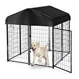 PawGiant Dog Kennel Outdoor, Dog House with Roof Waterproof Cover for Medium to Small Dog Outside 4ft x 4ft x 4.5ft, Pet Enclosures Crate Cage Playpen Run Indoor