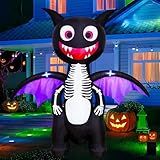 6.8 FT Halloween Inflatables Dragon with LED Lights Outdoor Decorations Blow Up Skeleton Dragon Inflatable Giant Halloween Yard Decoration for Front Lawn Garden Decor
