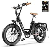 EUY 1500W Peak Electric Bike for Adults, 48V 20Ah Removable Battery Max Range 80Miles & 30MPH Electric Bicycle, 20''×4.0" Fat Tire Ebike,Fast Cargo Ebikes,Commute Mountain Step Thru E-Bike