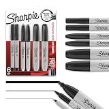 Sharpie Permanent Markers Variety Pack, Includes Chisel, Fine, and Ultra-Fine Tips, Black, 6 Count - Poster, Office, School Supplies
