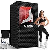 KASUE Upgraded Infrared Sauna Box for Relaxation,Detoxification,Portable Steam Sauna for Home with XL Steamer,Folding Chair,Multiple Layered Full Body Sauna Tent for Spa,Indoor,Outdoor,Gym-Black