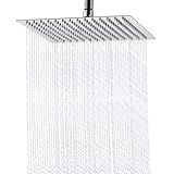 Aiscsc Rain Shower Head - 10 Inch High Pressure Shower Heads 304 Stainless Steel Ultra Thin Square Showerhead Pressure Boosting Design, Ceiling or Wall Mount