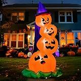 Joiedomi 6 FT Halloween Inflatables Outdoor Decorations, Blow Up Yard Decorations Inflatable Pumpkins with Witch Hat with Build-in LEDs, Stacked Pumpkins Blow Ups for Yard, Halloween Decor