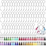 shynek Acrylic Blank Keychains, 200 Pcs Clear Keychain Blanks for Vinyl with 50 Pcs Acrylic Blanks, 50 Pcs Keychain Tassels, 50 Pcs Key Rings with Chain and 50 Pcs Jump Rings…