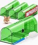 Motel Mouse Humane Mouse Traps No Kill Live Catch and Release 4 Pack - Reusable, Easy to Use & Clean, No Touch Release, Sensitive Includes Cleaning Brush, Instruction Manual & Video - Mousetrap Indoor