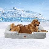 HarmonyHome Cooling Dog Bed,Dual-Cooling Design,Q-Max >0.4 Cool Pet Beds for Large Dogs,Orthopedic Foam Dog Bed with Sides, Removable Cover & Waterproof Lining and Nonskid Bottom,42"L x 30"W x 7.5"Th