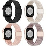 4 Pack Magnetic Stretchy Braided Sport Loop for Apple Watch Band Women Men