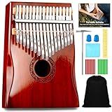 Kalimba Thumb Piano,YUNDIE Portable 17 Keys Mbira Finger Piano with Tune Hammer and Study Instruction,Musical Instruments Gift for Adult Beginners Professional(Brownish Red) (17 Keys)