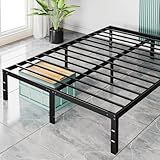 Sweetcrispy Queen Bed Frame - Heavy Duty Metal Platform Bed Frames Queen Size with Storage Space Under Frame, No Box Spring Needed, 14 Inches, Sturdy Steel Slat Support