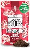USDA Organic 10 Mushroom Supplement Powder, Focus & Immune Support | 100% Fruiting Body, Lions Mane, Cordyceps, Reishi Mushroom, Chaga, Turkey Tail, Mushroom Coffee addin -NO Grain Filler 60 servings