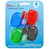 Hxezoc 4 Pack Travel Toothbrush Head Covers Toothbrush Protector Cap Brush Pod Case Protective Portable Plastic Clip for Household Travel, Camping, Bathroom, School, Business