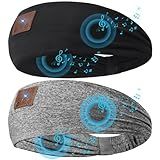 2-Pack Sleeping Headphones Wireless Bluetooth 5.4, Headband Headphones with Ultra-Thin Speakers, Bluetooth Headband for Side Sleepers, Running, Workout, Insomniac, Travel, Meditation（Black&Grey）