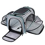Airline Approved Pet Carrier, Large Soft Sided Pet Travel TSA Carrier 4 Sides Expandable Cat Collapsible Carriers with Removable Fleece Pad and Pockets for Cats Dogs and Small Animals