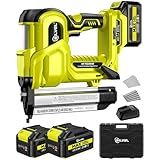 SILVEL 2" Cordless Brad Nailer, 2-in-1 21V Electric Brad Nailer with 2 * 2.0Ah Battery, 1000pcs Nails, 18GA Staples, Adjustable Depth for Woodworking, Home Improvement, Green