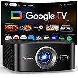 1500 ANSI Official Licensed Google TV Smart Projector, HAPPRUN 4K Full HD Home Theater with Auto Focus, Dolby Sound, Wi-Fi Bluetooth, Built-in Apps, Compatible with Phone & PC, Indoor & Outdoor Use