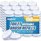 Zeefpod Toilet Brush Refills, Disposable Toilet Bowl Cleaner Refills for Toilet Cleaner Wand, Single-Use Hygienic Scrubber Pads, 150 Count