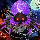 GOOSH 5 FT Width Halloween Inflatable Spider Outdoor Decoration with Magic Light, Blow Up Yard Inflatables Holiday Inflatables for Outdoor Yard Garden Lawn Decor