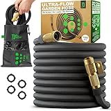 Easy to Use Garden Hose 100 FT, Lightweight and Leak-Proof Heavy-Duty Flexible Water Hose 100FT with Reinforced TPE Core, 3/4" Solid Brass Fittings, Ultra-Flow Manguera Para Jardin, Built to Last