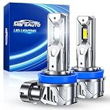 Marsauto H11 H9 H8 Light Bulbs 40,000LM, 6500K Cool White, 1:1 Mini Size, 8X Brightest Fog Bulb, 80000Hrs Lifespan, CANBUS Ready, Plug & Play, Pack of 2