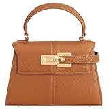 Women's Mini Top-handle Purse - Cute Vegan Leather Vintage Top Handle Bag with Adjustable Strap, Small Fashion Commuter Crossbody Handbag BROWN, Small