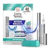 GuruNanda Teeth Whitening Kit - 8% Hydrogen Peroxide Teeth Whitening Gel Pen & Advanced Wireless LED Accelerator Light, Upto 10 Shades Whiter Teeth, Professional Dentist-Inspired System, 40 Treatments