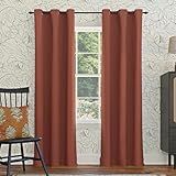 Sun Zero Easton Energy Saving Blackout Grommet Curtain Panel, 40" x 84", Terracotta Orange
